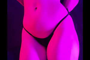 ROXY LIGHTS strips from comfy clothes to thong to show big ass