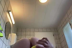 Danish Sissy anal in public toilet