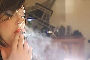 UK Domme Tina Snua Smoking A Cork Grow dim With Nose Exhales